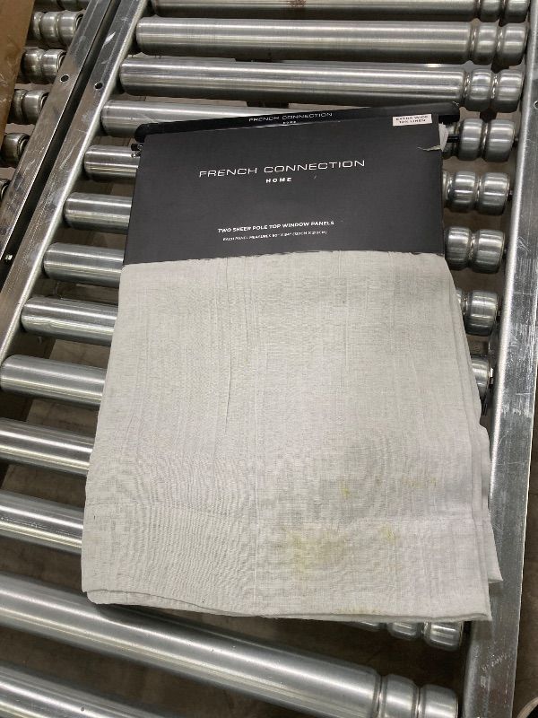 Photo 1 of ***DAMAGE -STAIN ***SEE PHOTO***SELLING AS IS *** French Connection - Charter Crushed, Window Curtain, Set of 2 Panels, Semi Sheer, Modern Home Decor, Drapes for Living Room, Dining Room, Bedroom, Dorm, Measures 50" x 84", Light Grey