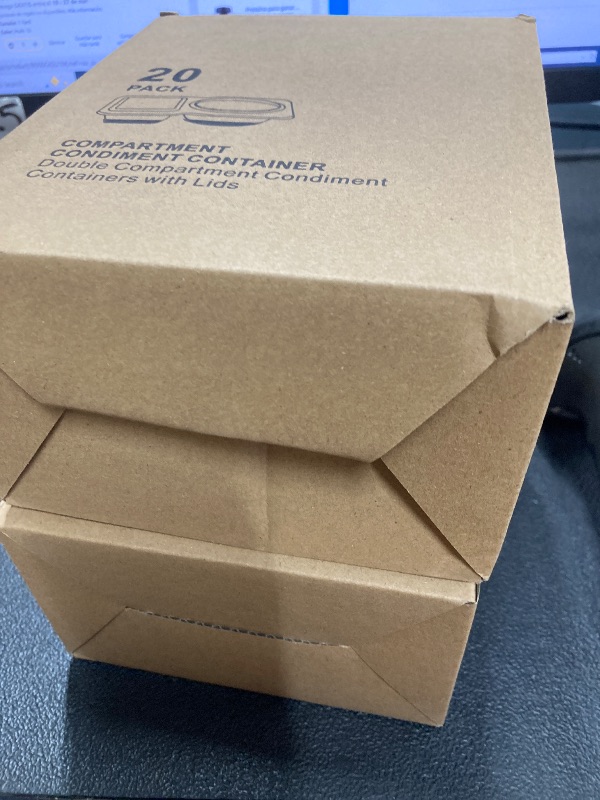 Photo 1 of ++2 pcs ++RXRRXR 20PCS Double Compartment Condiment Container With Lids - Reusable Snack Pack Containers for Take-out Sauces