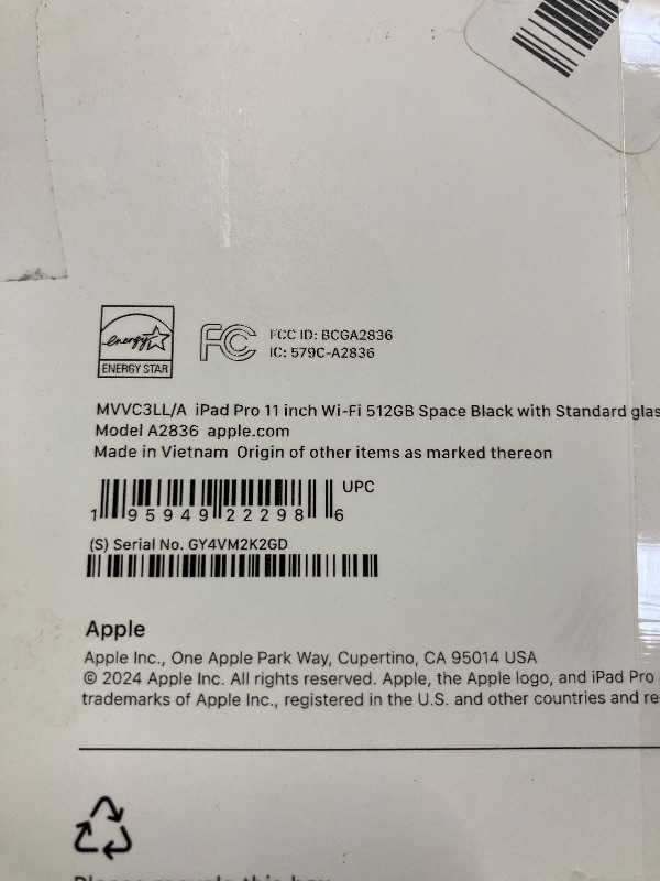 Photo 1 of **Missing Charger, used**Apple iPad Pro 11-Inch (M4): Built for Apple Intelligence, Ultra Retina XDR Display, 512GB, 12MP Front/Back Camera, LiDAR Scanner, Wi-Fi 6E, Face ID, All-Day Battery Life — Space Black