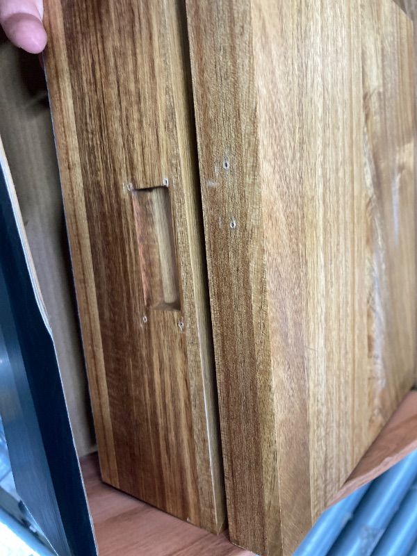 Photo 1 of **LOCK IS OFF AND DAMAGED WOOD CORNER***TMKEFFC Lockable Acacia Wood Stash Box with Rolling Tray & Hygrometer – Smell Proof Storage with 3 Glass Jars & Combination Lock, Ideal Gift for Him/Dad/Husband