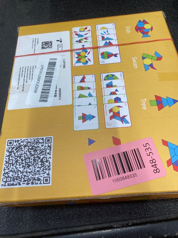 Photo 1 of 3 otters Wooden Pattern Blocks Shapes for Kids, Geometric Tangram Puzzle with Activity Cards, 150 PCS Educational Toy
