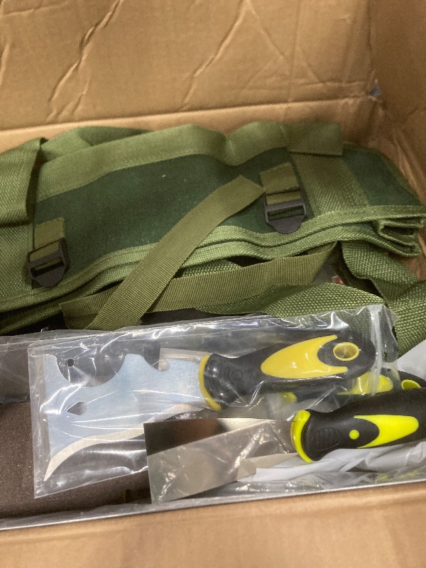 Photo 1 of 15-Piece Professional Drywall Tool Kit - 14PCS Stainless Steel Drywall Knife Set with 12" Aluminum Hawk, 14" Mud Pan, Oxford Carry Bag & Sanding Block, Complete Spackle Tools for Home & Contractor