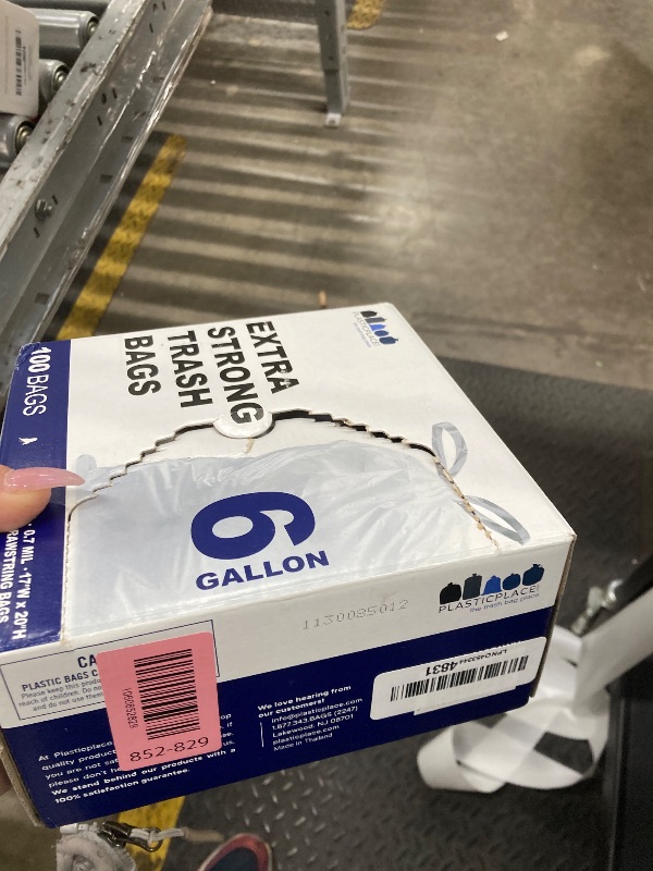Photo 1 of ***OPEN BOX - MISSING PIECES-SELLING AS IS *** Plasticplace 6 Gallon Trash Bags White Drawstring Garbage Can Liners, 17” x 20”, 100 Count, for Bathroom Kitchen Office Car Small Trash Bags, Leak-Proof & Tear-Resistant