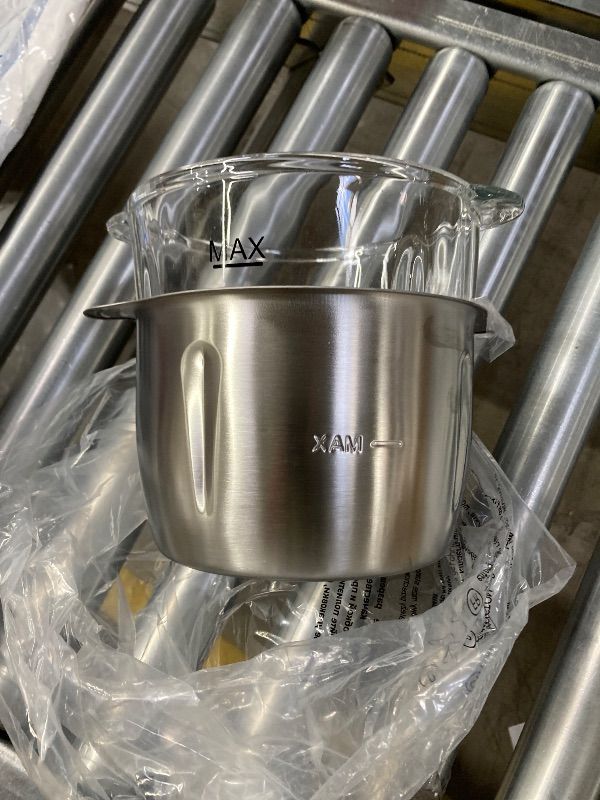 Photo 1 of ***MISSING LID-SELLING AS PARTS ONLY -*** ------ Electric Food Processor Vegetable Chopper, Kitchen Aid Easy Clean Meat Grinder with 2 Bowls (8 Cup Stainless Steel+8 Cup Glass), Small Food Mixer for Fruits/Meat/Nuts/Fish/Vegetable/Pet Food/Baby Food