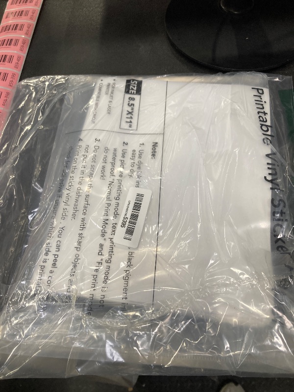 Photo 1 of 100 PCS Sticker Paper for Inkjet Printer, Printable Vinyl Sticker Paper Dries Quickly Vivid Colors, 8.5"x11" Tear Resistant Printable Vinyl, Glossy White, Inkjet & Laser Printer