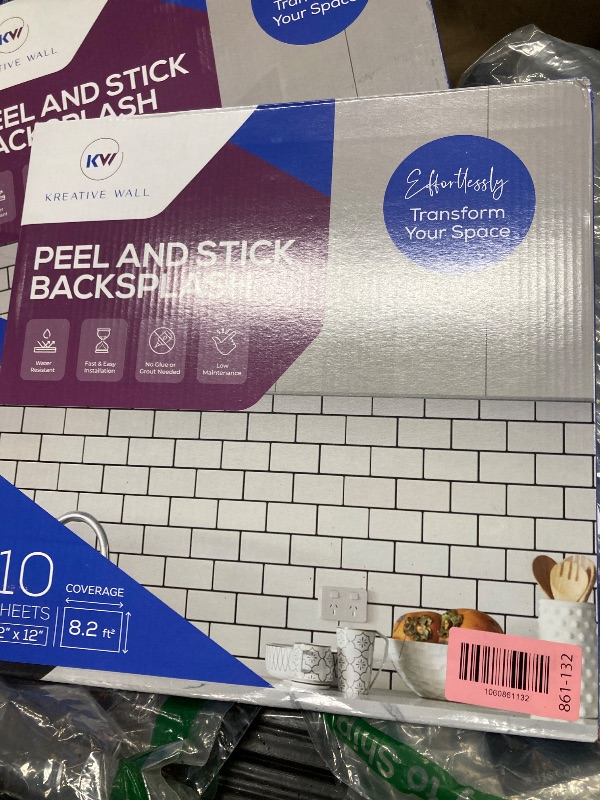 Photo 1 of 10 Sheets Gray Peel and Stick Backsplash - 3D Adhesive Tile Backsplash for Kitchen, Bathroom,