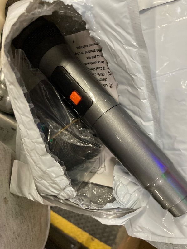 Photo 1 of **MISSING POWER PLUG***VOSOCO Karaoke Machine, Portable Bluetooth Karaoke Speaker with 2 Wireless Microphones, PA System for Adults Kids with LED Lights & Echo Adjustment, Supports TWS/TF/USB/AUX for Home Party
