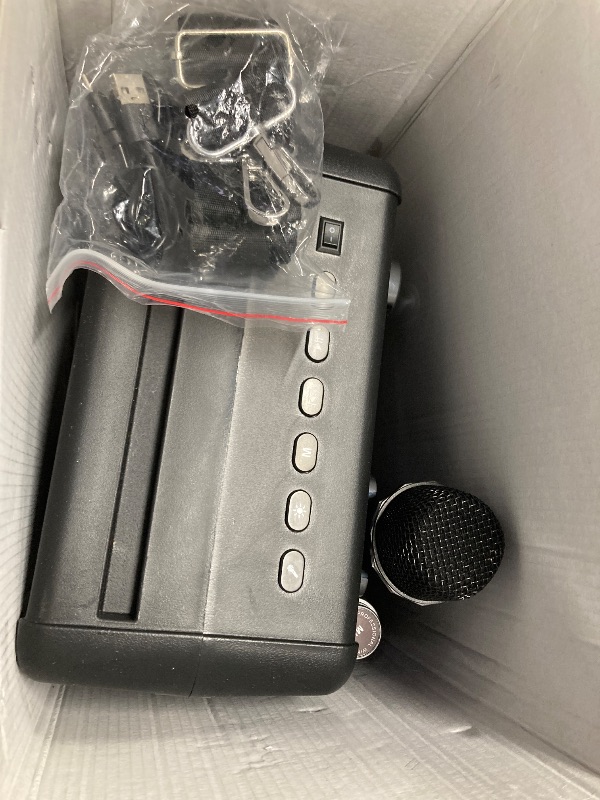 Photo 1 of **MISSING POWER PLUG***VOSOCO Karaoke Machine, Portable Bluetooth Karaoke Speaker with 2 Wireless Microphones, PA System for Adults Kids with LED Lights & Echo Adjustment, Supports TWS/TF/USB/AUX for Home Party