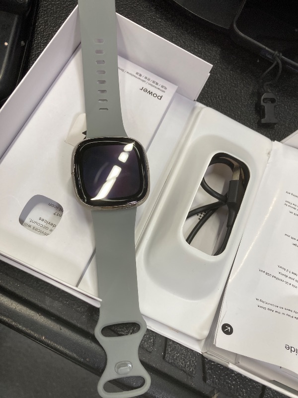 Photo 1 of **The battery is doesnt working good**Fitbit Sense Advanced Smartwatch with Tools for Heart Health, Stress Management & Skin Temperature Trends, Sage Grey/Silver, One Size (S & L Bands Included)