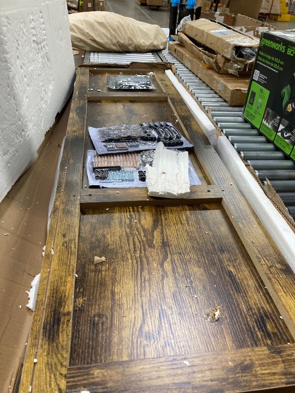 Photo 1 of ***BOX 1 OF 2 ONLY/MISSING FIREPLACE/SOME DAMAGE TO WOOD-SEE PICS****59'' Fireplace TV Stand with 3D Flame Electric Fireplace Heater, 34'' Tall Farmhouse TV Stand for 65 Inch TV, Entertainment Center TV Console with 2 Drawers, Sliding Barn Door for Living