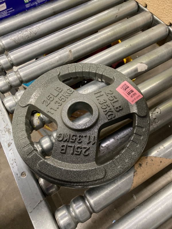 Photo 1 of **ONE 25LB PLATE***Yes4All Tri-Grip Handles Cast Iron Olympic Weight Plates, 2-Inch Weight Plates for Weight Lifting with Smooth and Durable Finish, Suitable for Strength Training Exercises  ONE 25LB PLATE  EST VALUE 39.52