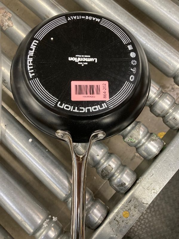 Photo 1 of **HAS SMALL CHIP ON PAN***Lumenflon Orfeo 9.5” Nonstick Frying Pan, Made in Italy, Diamond Ceramic PFAS-Free Cookware, Induction Ready, Scratch Resistant, Laser-Fused Surface for Durability, Dishwasher Safe, Black