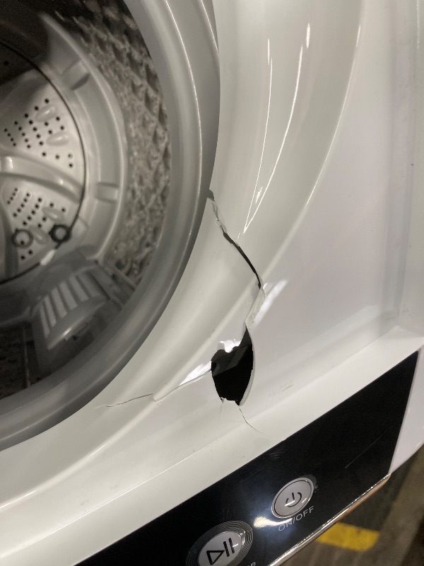 Photo 1 of **broken**BLACK+DECKER 0.9 Cu. Ft. Portable Washer, 6.6 lb. Capacity Washing Machine for Homes & Apartments, 5 Wash Cycles, Quick Connect Sink Adapter and Drain Hose Included, Transparent Lid, BPWM09W, White