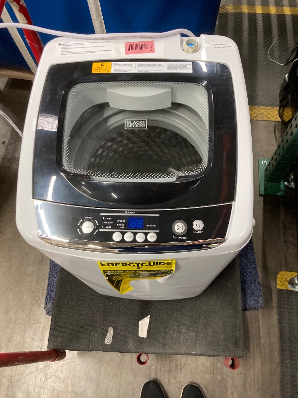 Photo 1 of **broken**BLACK+DECKER 0.9 Cu. Ft. Portable Washer, 6.6 lb. Capacity Washing Machine for Homes & Apartments, 5 Wash Cycles, Quick Connect Sink Adapter and Drain Hose Included, Transparent Lid, BPWM09W, White