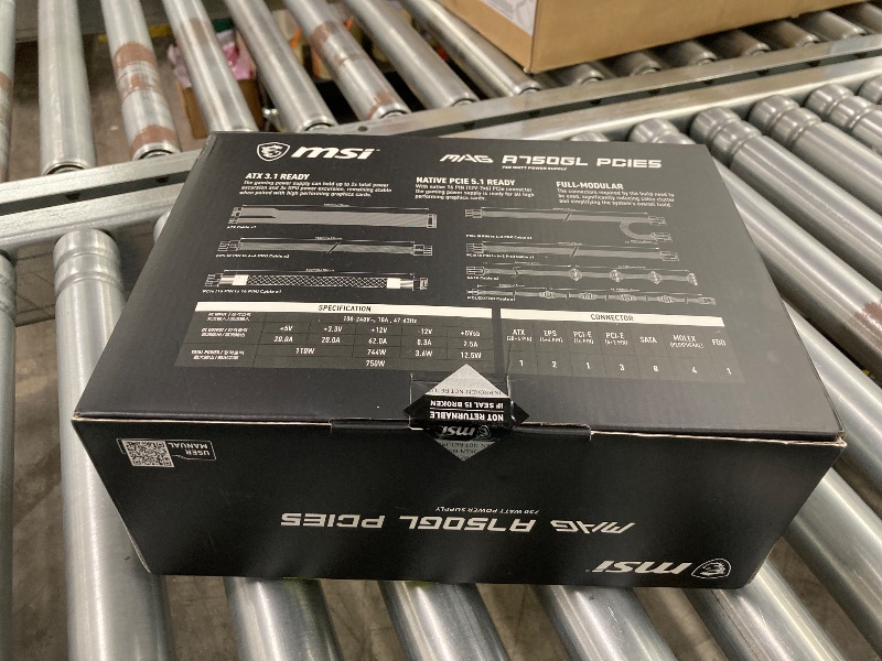 Photo 1 of **Factory Sealed, its not permitted to Return, Not Refund**MSI MAG A750GL PCIE5, Fully Modular Compact Gaming 750W Power Supply, 80+ Gold, ATX 3.1 & PCIe 5.1 Ready, Native Dual-Color 12V-2x6 Cable, 10 Year Warranty