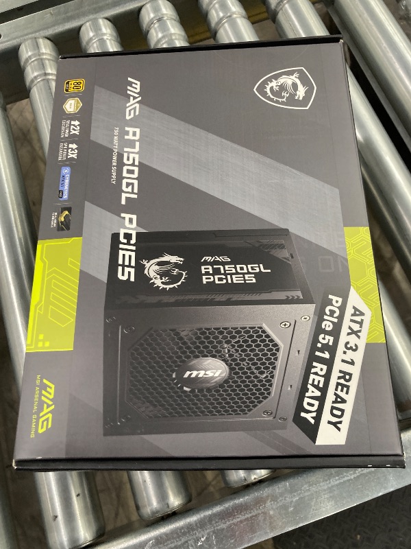 Photo 1 of **Factory Sealed, its not permitted to Return, Not Refund**MSI MAG A750GL PCIE5, Fully Modular Compact Gaming 750W Power Supply, 80+ Gold, ATX 3.1 & PCIe 5.1 Ready, Native Dual-Color 12V-2x6 Cable, 10 Year Warranty