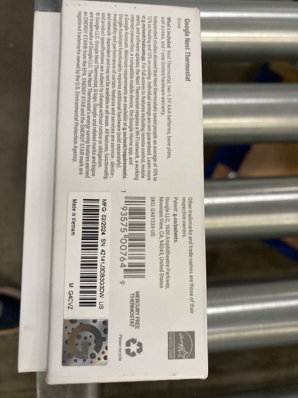 Photo 1 of **Factory Sealed, its not permitted to Return, Not Refund**Google Nest Thermostat - Smart Thermostat for Home - Programmable Wifi Thermostat - Snow