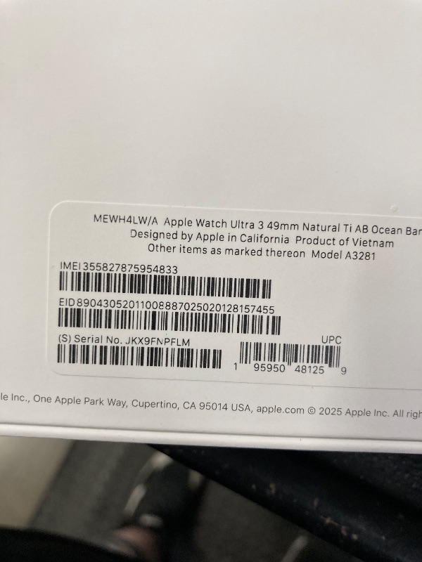 Photo 1 of ***********FACTORY SEALED, NO RETURNS, NO REFUNDS IF OPENED ********Apple Watch Ultra 3 [GPS + Cellular 49mm] Running & Multisport Smartwatch w/Rugged Titanium Case w/Anchor Blue Ocean Band. Satellite Communications, Advanced Health & Fitness Tracking