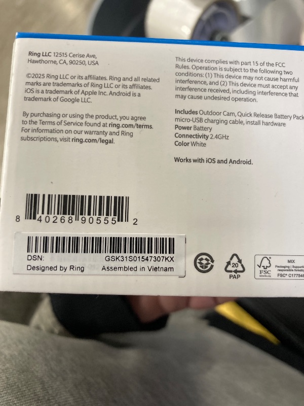 Photo 1 of ***********FACTORY SEALED, NO RETURNS, NO REFUNDS IF OPENED ********Ring Outdoor Cam (Stick Up Cam), Weather-resistant home or business security camera, outdoor ready, Live View, Color Night Vision, Two-Way Talk, motion alerts, Works with Alexa, White