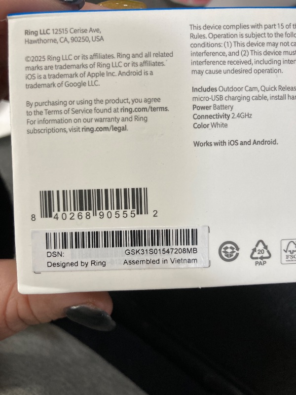 Photo 1 of ***********FACTORY SEALED, NO RETURNS, NO REFUNDS IF OPENED ********Ring Outdoor Cam (Stick Up Cam), Weather-resistant home or business security camera, outdoor ready, Live View, Color Night Vision, Two-Way Talk, motion alerts, Works with Alexa, White
