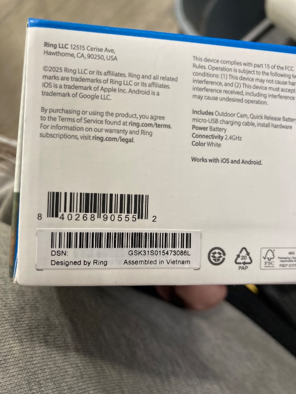 Photo 1 of ***********FACTORY SEALED, NO RETURNS, NO REFUNDS IF OPENED ********Ring Outdoor Cam (Stick Up Cam), Weather-resistant home or business security camera, outdoor ready, Live View, Color Night Vision, Two-Way Talk, motion alerts, Works with Alexa, White