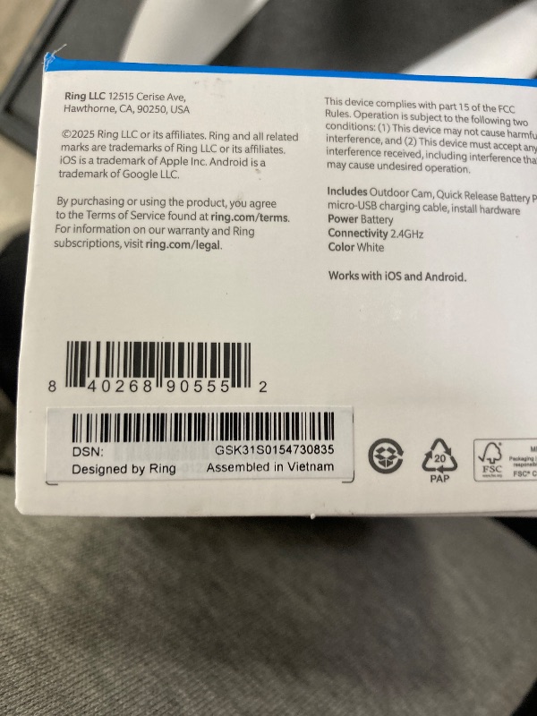 Photo 1 of ***********FACTORY SEALED, NO RETURNS, NO REFUNDS IF OPENED ********Ring Outdoor Cam (Stick Up Cam), Weather-resistant home or business security camera, outdoor ready, Live View, Color Night Vision, Two-Way Talk, motion alerts, Works with Alexa, White