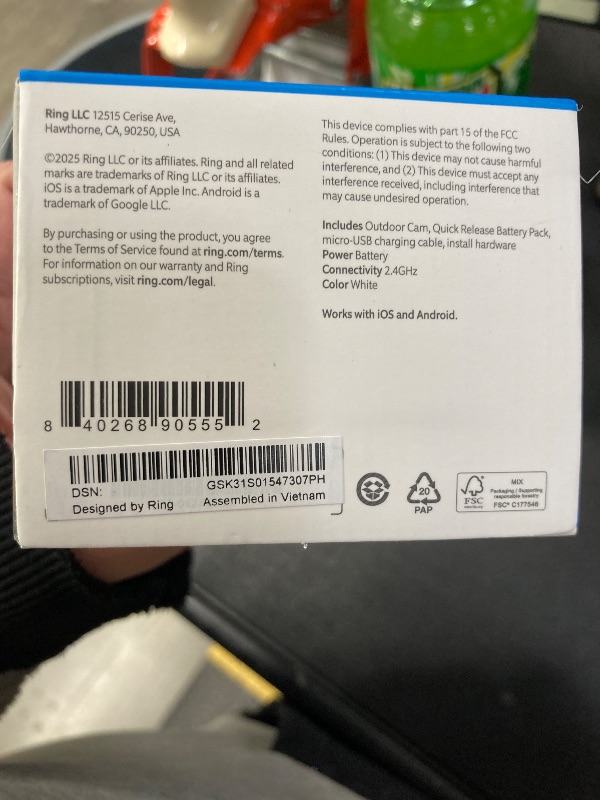 Photo 1 of ***********FACTORY SEALED, NO RETURNS, NO REFUNDS IF OPENED ********Ring Outdoor Cam (Stick Up Cam), Weather-resistant home or business security camera, outdoor ready, Live View, Color Night Vision, Two-Way Talk, motion alerts, Works with Alexa, White