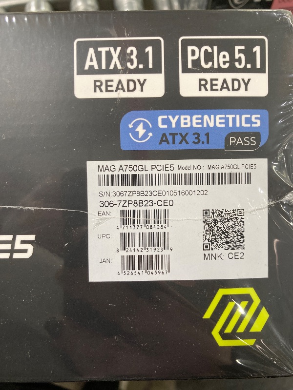 Photo 1 of *** FACTORY SEALED, NO RETURNS , NO REFUNDS IF OPENED *** MSI MAG A750GL PCIE5, Fully Modular Compact Gaming 750W Power Supply, 80+ Gold, ATX 3.1 & PCIe 5.1 Ready, Native Dual-Color 12V-2x6 Cable, 10 Year Warranty