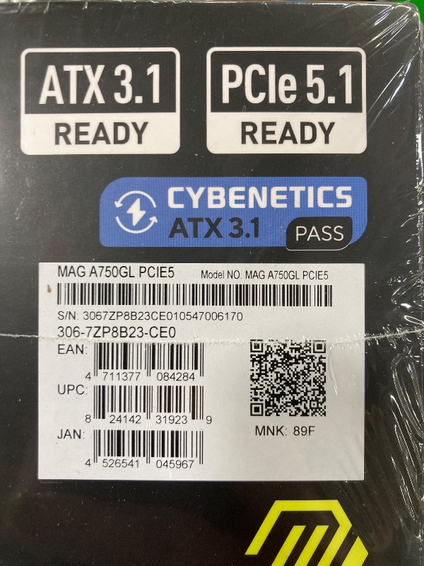 Photo 1 of *** FACTORY SEALED, NO RETURNS , NO REFUNDS IF OPENED *** MSI MAG A750GL PCIE5, Fully Modular Compact Gaming 750W Power Supply, 80+ Gold, ATX 3.1 & PCIe 5.1 Ready, Native Dual-Color 12V-2x6 Cable, 10 Year Warranty