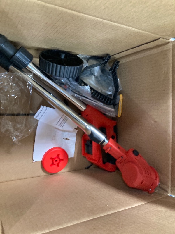 Photo 1 of ***PARTS ONLY***Dragro Cordless Electric Weed Wacker, 21V Battery Powered Weed Wacker with 3 Types Blades&2x2.0Ah Battery, Foldable Lightweight Weed Trimmer/Stringless Grass Trimmer/Brush Cutter with for Garden Yard