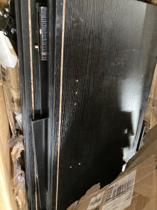 Photo 1 of ***DAMAGED AND MISSING PARTS-ONLY****HOOBRO Kitchen Island, Storage Cabinet with Drawer, Kitchen Cart with Spice and Towel Rack, Saving Space, Easy Assembly, for Living Room, Rustic Brown and Black FB12ZD01