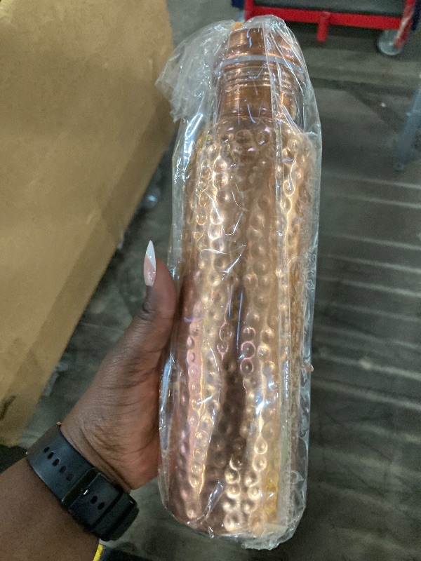 Photo 1 of ***TARNISH***HOMEZY Copper Water Bottle (34oz/1000ml) 100% Pure Handmade Hammered Ayurvedic Pure Copper Vessel for Drinking Heavy Duty & Leak-proof