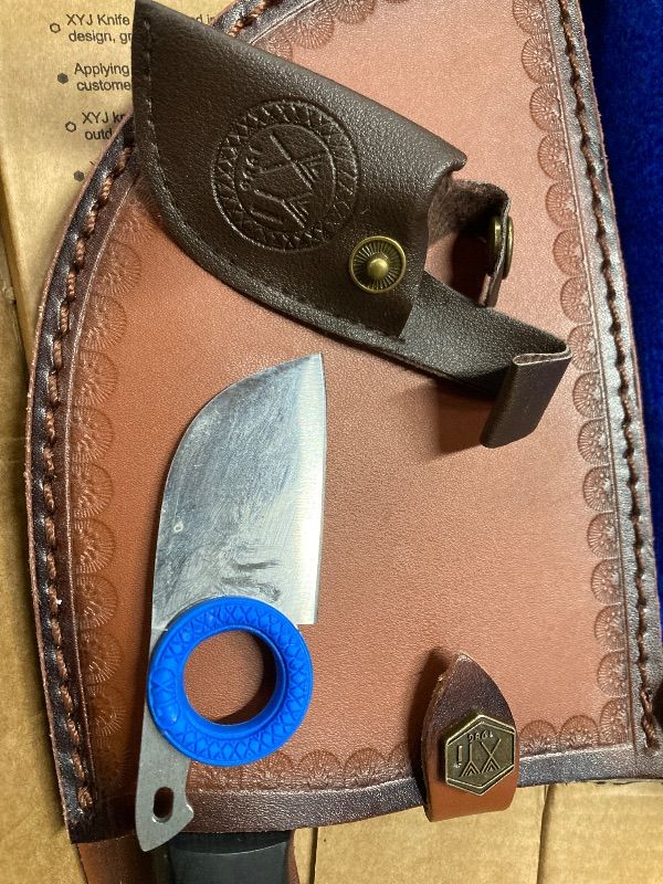 Photo 1 of ***MAJOR BLADE DAMAGE***XYJ Authentic Since 1986,Outstanding Ancient Forging, 7.5 Inch Full Tang, Serbian Chefs knife,Chef Meat Cleaver,Kitchen Knives,Set with Leather Sheath,Take Carrying,Butcher ***MAJOR BLADE DAMAGE***