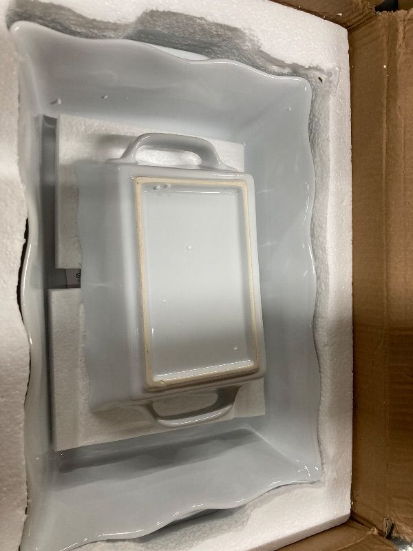 Photo 1 of **MISSING THE MIDDLE PAN***Sweejar Casserole Dishes for Oven, Ceramic Bakeware Set of 3, Rectangular Baking dish with Handles, Wave Edge Lasagna Pan Deep for Cooking, Cake, Dinner, Banquet and Daily Use (White)