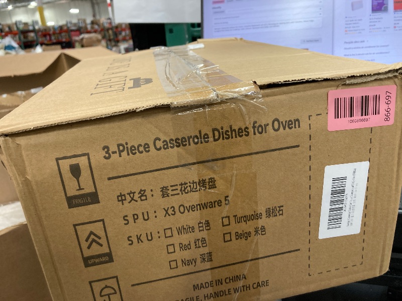 Photo 1 of **MISSING THE MIDDLE PAN***Sweejar Casserole Dishes for Oven, Ceramic Bakeware Set of 3, Rectangular Baking dish with Handles, Wave Edge Lasagna Pan Deep for Cooking, Cake, Dinner, Banquet and Daily Use (White)