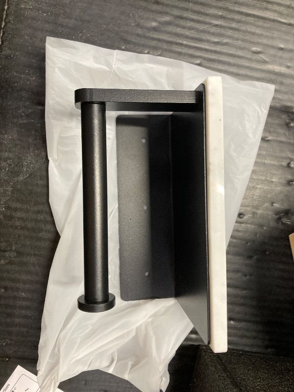 Photo 1 of ***HRDWARE NOT INCLUDED***Gypie Marble Toilet Paper Holder with Shelf, 304 Stainless Steel Screw Wall Mounted, Tissue Roll Holder for Bathroom Washroom Matte Black***HRDWARE NOT INCLUDED***