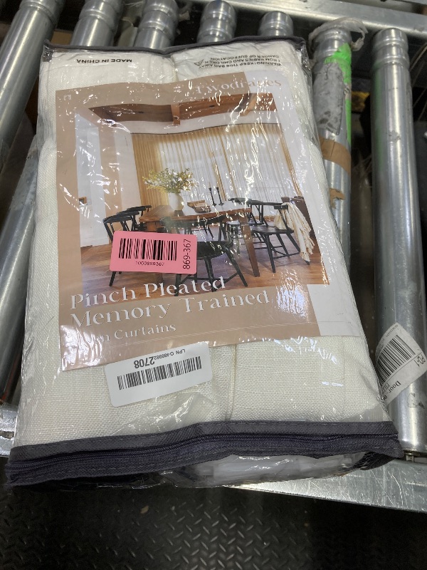 Photo 1 of 102 Inch Long Curtains Pinch Pleat Linen Curtains for Living Room Bedroom 2 Panels Natural Cream Light Filtering Privacy Neutral 102 Inch Pleated Drapes Hooks Rings Back Tab for Window Sliding Door