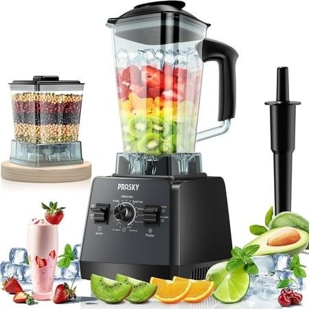 Photo 1 of **PARTS ONLY***PRASKY Countertop Blender, 2-in-1 Professional Blender, 68oz Capacity 1000W 6 Speeds Blender for Kitchen with 25oz to-go Cup (Black)