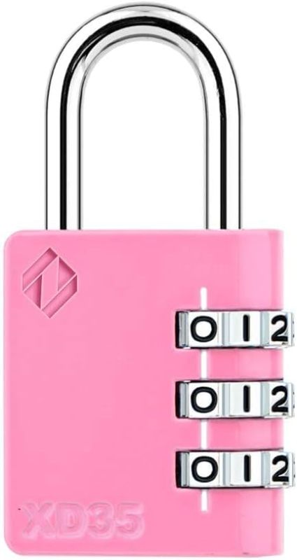 Photo 1 of **THIS IS A 4 PACK***Zarker XD35 Padlock- 3 Digit Combination Lock for Gym, Sports, School & Employee Locker, Outdoor,Toolbox, Case, Fence and Storage - Metal & Steel - Easy to Set Your Own Combo - 4-Pack  PINK