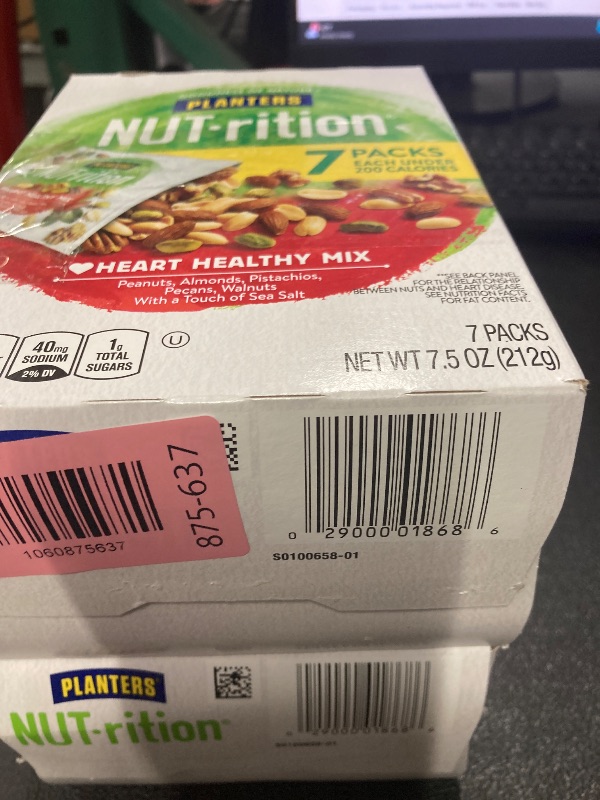 Photo 1 of (8 pack) PLANTERS NUT-RITION Heart Healthy Nut Mix, Shelf Stable, Plant Based Protein, 1 oz Plastic Package (7 Count)