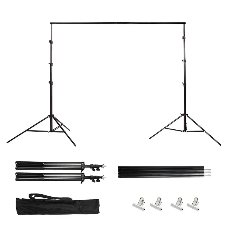 Photo 1 of 10ft Adjustable Background Support Stand Photography Video Studio Backdrop Kit with Carry Bag,4 Backdrop Clamps