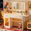 Photo 1 of **PARTIAL SET/BOX A ONLY**COMHOMA Vanity Desk with Transparent Tabletop and 3-Color LED Lights B2001