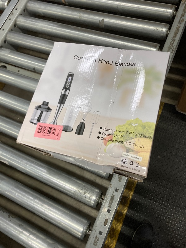 Photo 1 of ***MISSING BIG CLEAR PLASTIC CONTAINER PORTION***Cordless Immersion Blender: 4-in-1 Rechargeable Electric Hand Blender, 21-Speeds & 3-Angle Adjustable with 700ml Chopper, 700ml Beaker, Egg Whisk and Beater for Smoothies, Soup, Baby Food (Black)***MISSING 