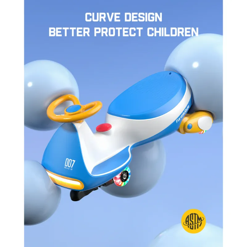 Photo 1 of **MISSING CHARGER/NO BOX**FanttikRide 12V N7 Pro Electric Wiggle Car with Pedal, 2-in-1 Kids Ride On Toy, Rechargeable Battery, 2-Speed, Anti-Rollover, Flashing Wheels, Bluetooth Music, for Ages 3+, 150 lbs, Sailor blue