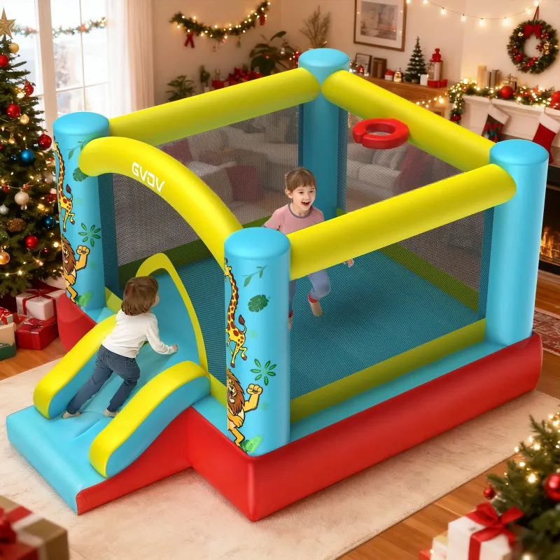 Photo 1 of *** Missing blower***GVDV 9FT Inflatable Bounce House with Slide & 350W Blower, Jumping Castle Bouncer for 3 Kids, Indoor and Outdoor Use