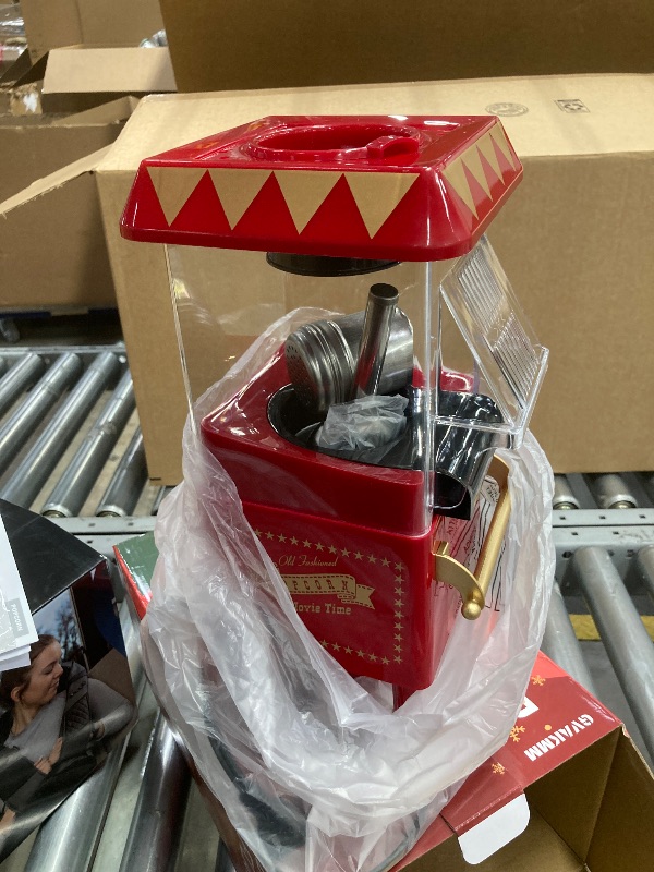 Photo 1 of *PARTS ONLY* GVAKMM Popcorn Machine, Hot Air Popcorn Maker Kit Gift Box, Portable Home Popcorn Popper Machine, 10-Cup,Oil-Free,Retro Style,Compact and Cute