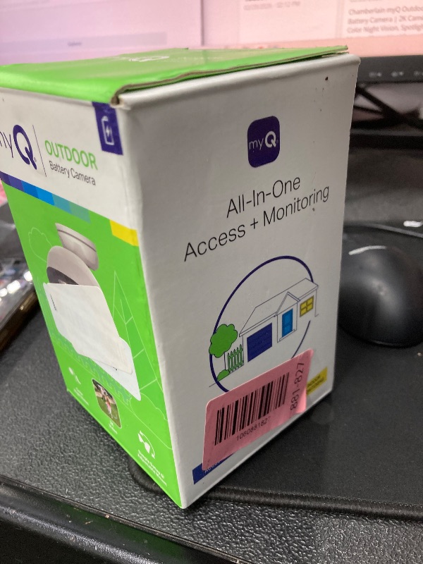 Photo 1 of 1 ONLY ---------- Chamberlain myQ Outdoor Battery Camera | 2K Camera, Color Night Vision, Spotlight, Motion Alerts, Live View with Two-Way Talk, Wireless, Weather-Resistant, Outdoor, White,