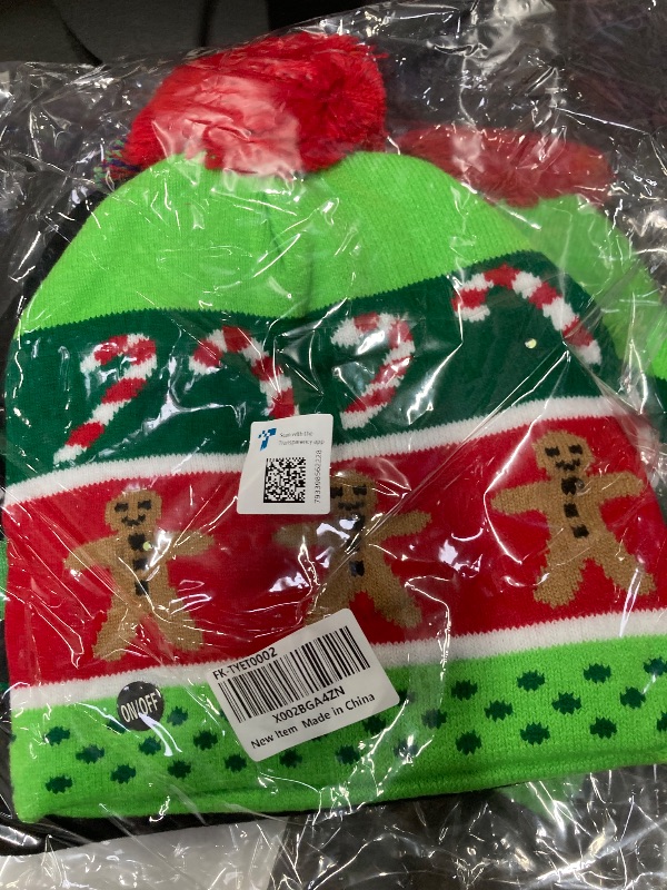 Photo 1 of ***NEED BATTERIES***2 Pack Christmas LED Light-up Knitted Beanie Hat Colorful with 3 Flashing Modes for Holiday Xmas Christmas Party Supplies(One Size Fits More)***NEED BATTERIES**