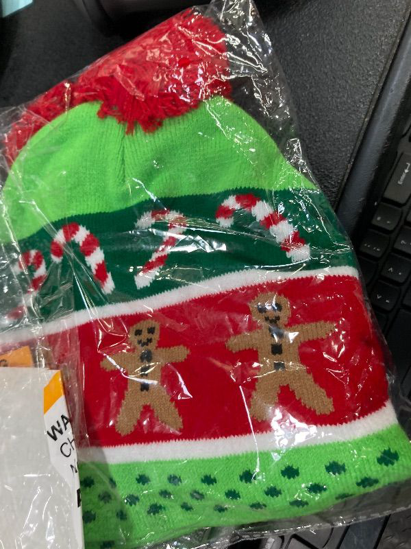 Photo 1 of ***NEED BATTERIES***2 Pack Christmas LED Light-up Knitted Beanie Hat Colorful with 3 Flashing Modes for Holiday Xmas Christmas Party Supplies(One Size Fits More)***NEED BATTERIES**