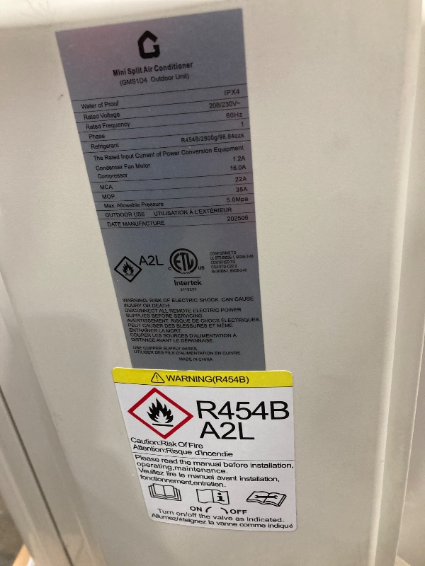 Photo 1 of ***OUTDOOR UNIT ONLY***Garvee 9000 BTU Mini Split Air Conditioners, R454B 19 SEER2 115V Inverter Ductless Split AC Unit With WIFI, Pre-Charged Condenser, Heat Pump & Installation Kit, Covers Up to 450 Sq. Ft